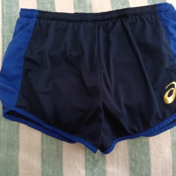 NWOT ASICS RUNNING SHORT, NAVY WITH BLUE SIDES, SIZE "XL" - Picture 1 of 8